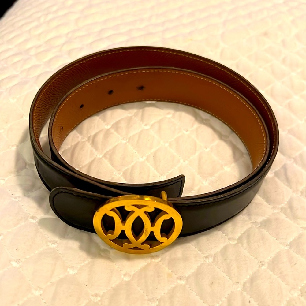 Hermès belt vintage metal and leather